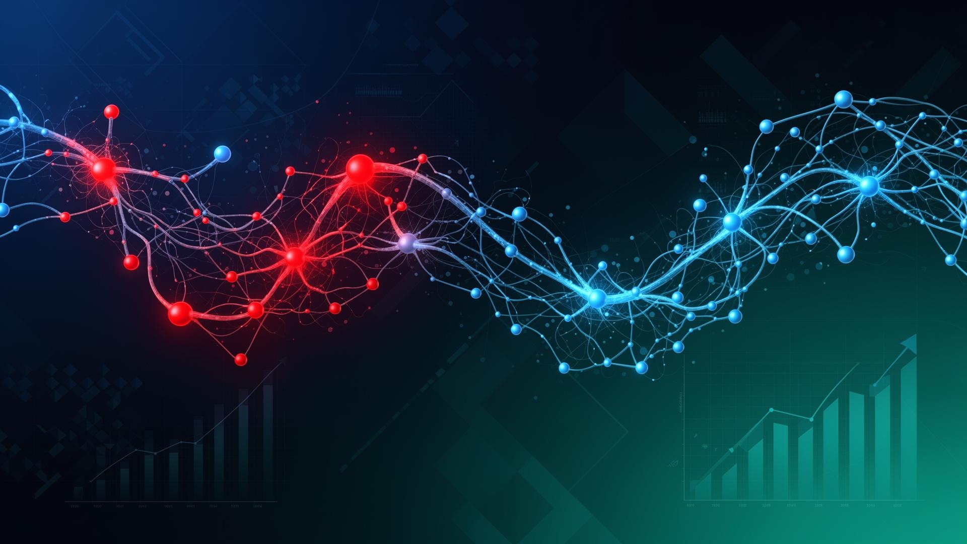 Neural network visualization showing AI hallucinations and errors